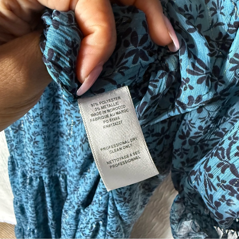 MISA Los Angeles Amelia Maxi Dress Cut-Out Ruffled Cerulean Ditzy Small - Picture 8 of 15
